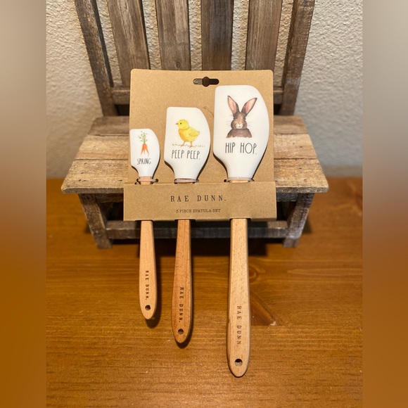 Rae Dunn Easter Spatulas, Spring Silicone Spatulas With Wooden Handles Set Of 3 - Picture 10 of 15